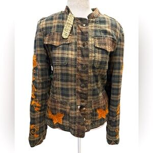 Biya Plaid Jacket with Orange Embroidery size S
